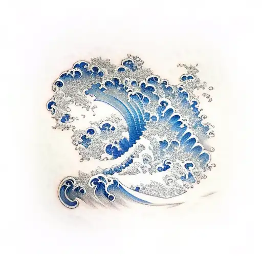 japanese ocean wave tattoo design idea
