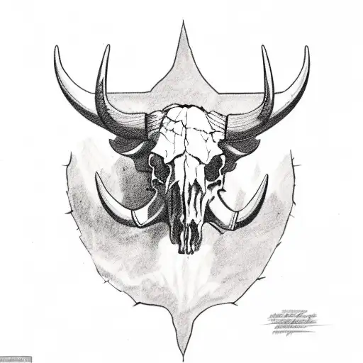 Buffalo Skull with Texas/Cowboy elements tattoo design idea