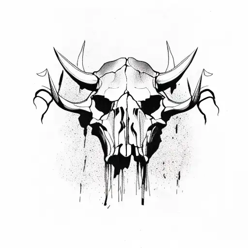 Western Buffalo Skull tattoo design idea