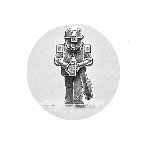 minimalist miner tools tattoo design idea