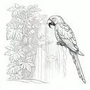 costa rica waterfall with macaw tattoo design idea