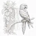 costa rica waterfall with macaw tattoo design idea