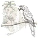 costa rica waterfall with macaw tattoo design idea