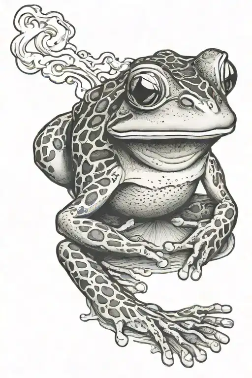 Frog smoking tattoo design idea