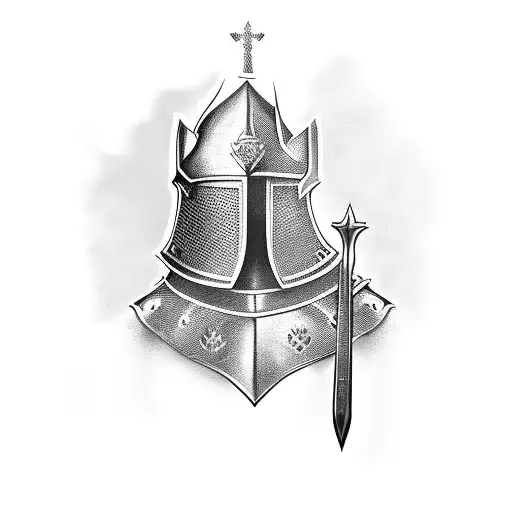 crusader knight kneeling  tattoo design idea