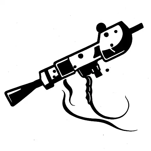 alien with rifle tattoo design idea
