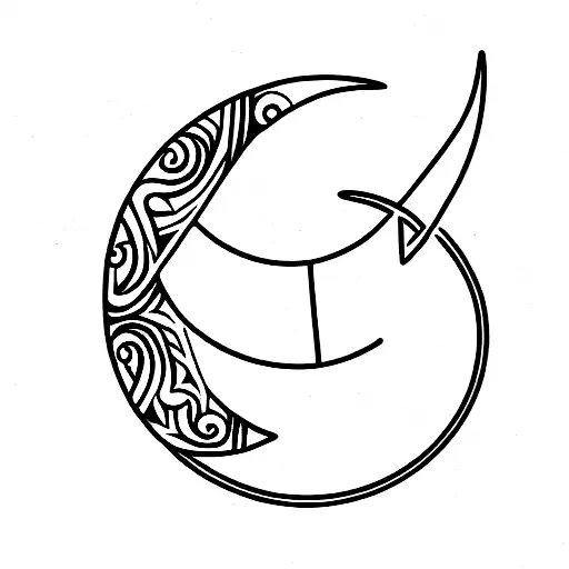 Taurus situated within a crescent moon tattoo design idea