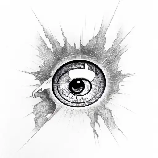 illuminati sign with realistic eye and burning book tattoo design idea