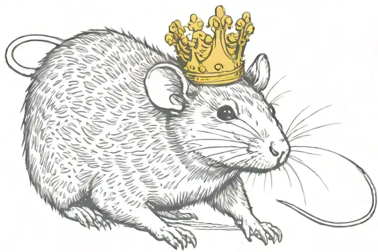 rat with a crown  tattoo design idea