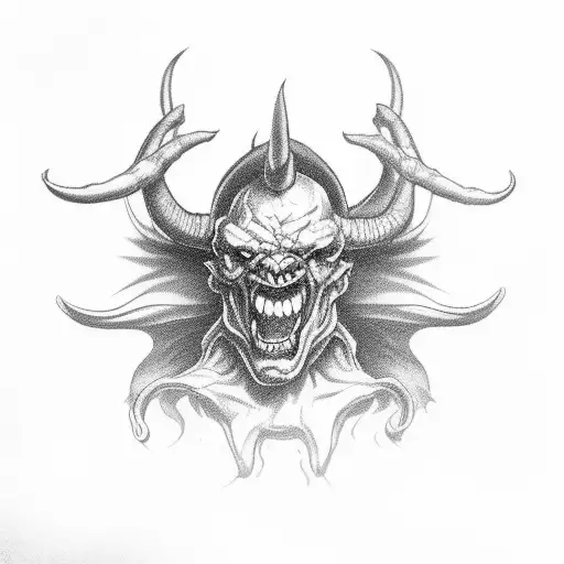 devil chocking priest  tattoo design idea