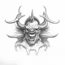 devil chocking priest  tattoo design idea