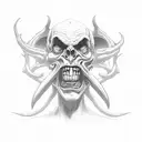 devil chocking priest  tattoo design idea