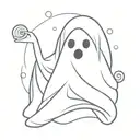 Ghost under sheet holding coton candy tattoo design idea