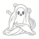 Ghost under sheet holding coton candy tattoo design idea
