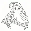 Ghost under sheet holding coton candy tattoo design idea