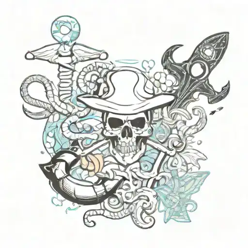 medical, marine and bahamas themed tattoo design idea