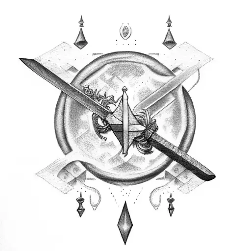 phénix and sword of Damocles tattoo design idea