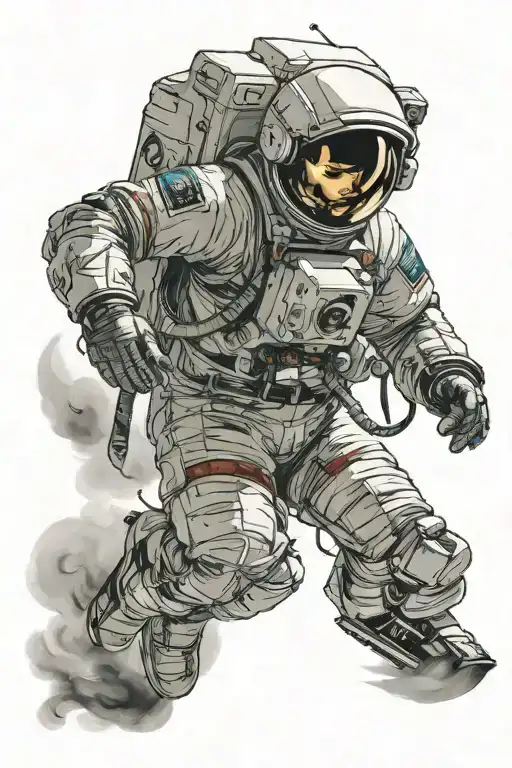 astronaut running a race track tattoo design idea