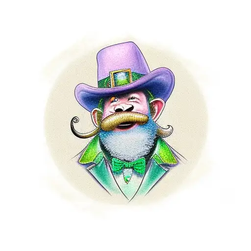 leprechaun sentado em um caldeirao de ouro tattoo design idea