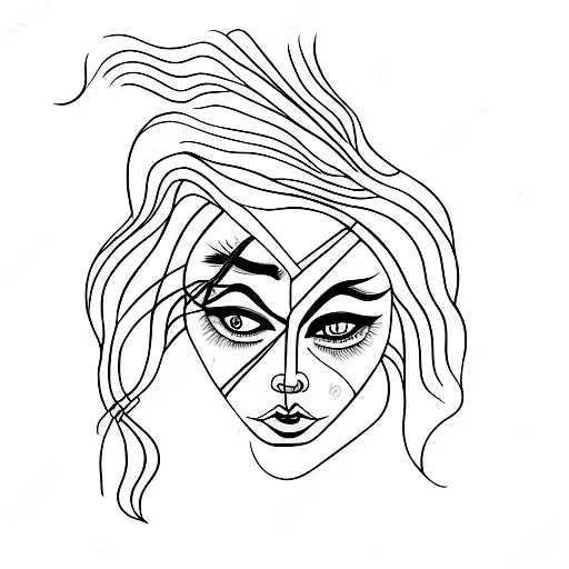 a woman with two faces tattoo design idea