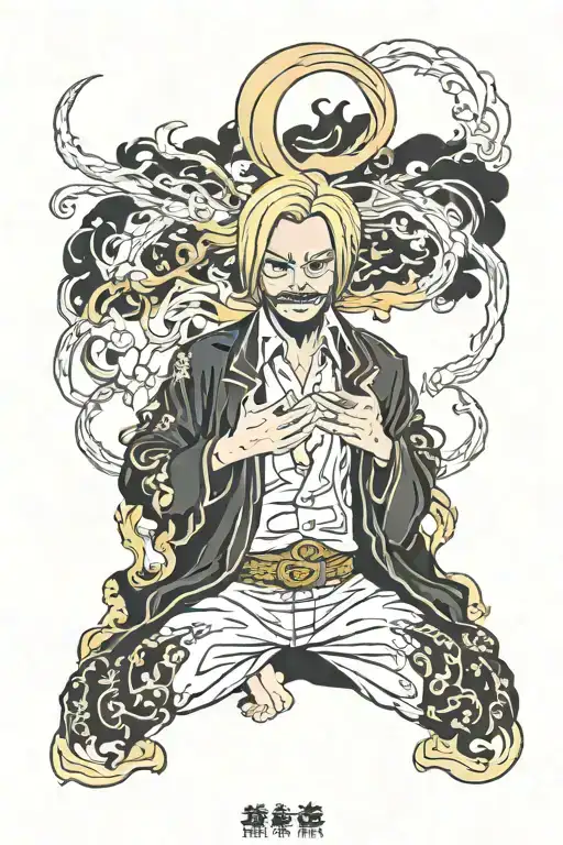 sanji flame burns tattoo design idea