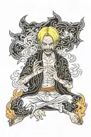 sanji flame burns tattoo design idea