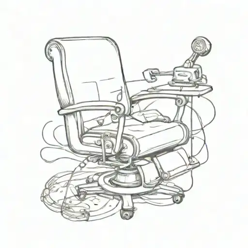 A quirky and fun tattoo of a psychiatrist's chair with a goofy twist tattoo design idea