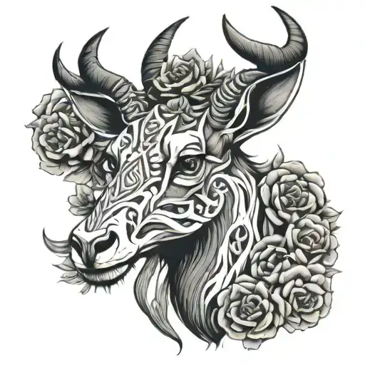 antelope undead tattoo design idea