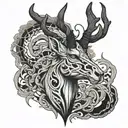 antelope undead tattoo design idea