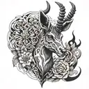 antelope undead tattoo design idea