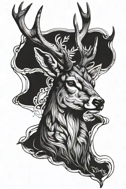 deer head tattoo design idea