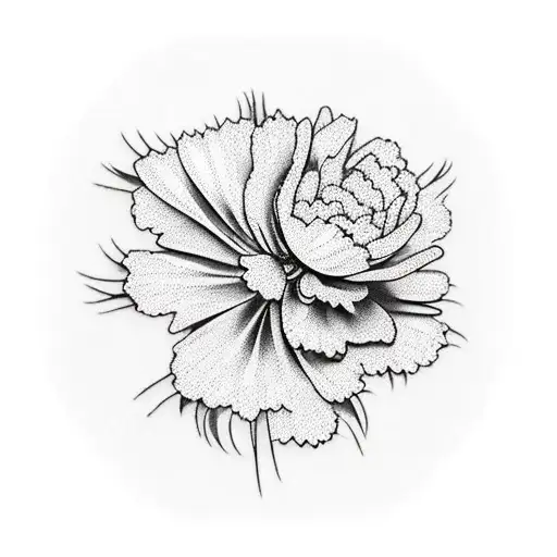 bouquet of carnations, aster, and marigolds tattoo design idea