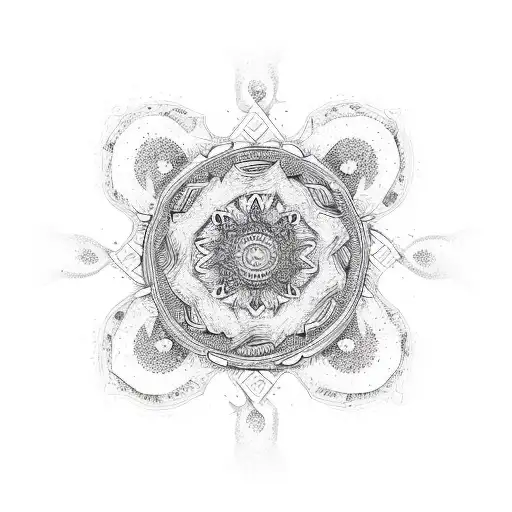 mandala candy empty space through middle bold tattoo design idea