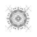 mandala candy empty space through middle bold tattoo design idea