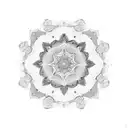 mandala candy empty space through middle bold tattoo design idea