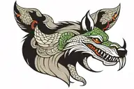 wolf head whit snake body tattoo design idea