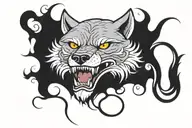wolf head whit snake body tattoo design idea