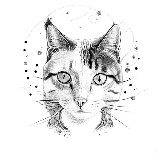 cat, nature,  loneliness, andromeda, galxy, forest, autonomy, reflection tattoo design idea