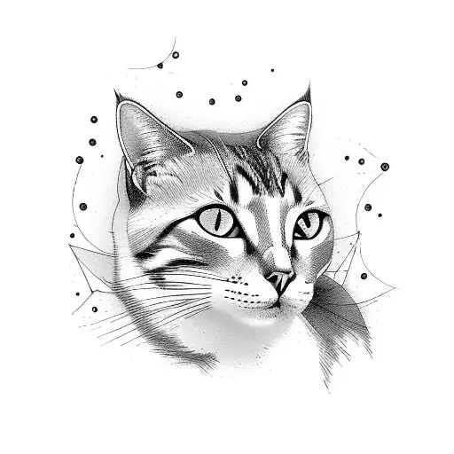 cat, silhouette, nature,  loneliness, andromeda, galxy, forest, autonomy, reflection tattoo design idea
