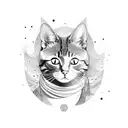 cat  silhouette, nature,  loneliness, andromeda, galxy, forest, autonomy, reflection tattoo design idea