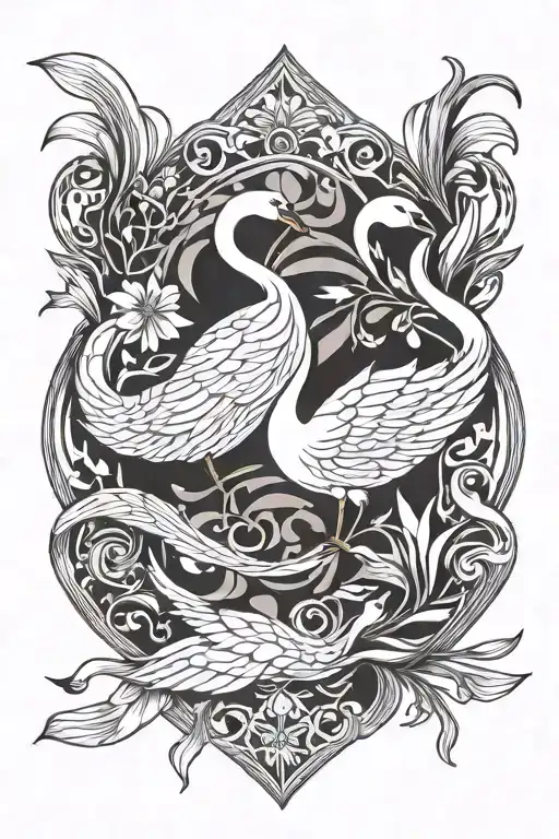 spoon and swan tattoo design idea