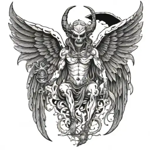 Beelzebul demon with Angel wings tattoo design idea