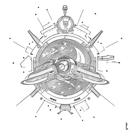 space, military, engineering tattoo design idea