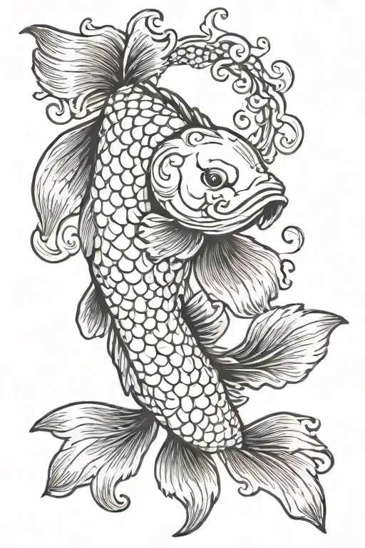 coy fish smoke tail   tattoo design idea