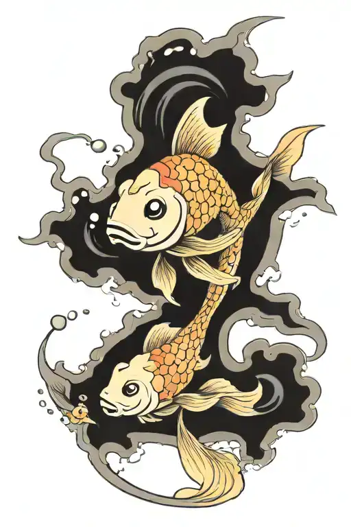 coy fish smoke tail   tattoo design idea
