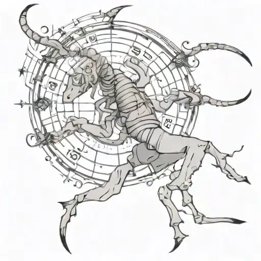 scorpio, sagittarius, virgo, aries zodiac tattoo design idea