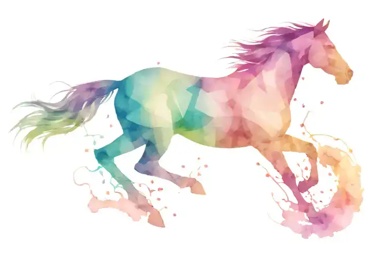 A cardiogram line intertwined with a running horse silhouette tattoo design idea