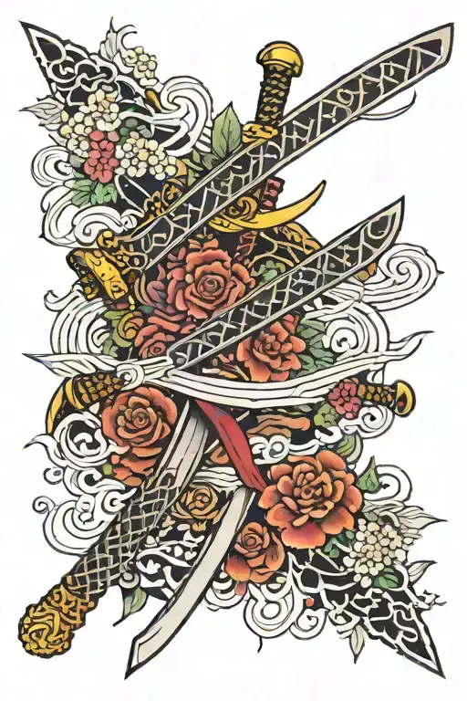 A samurai Sword showcasing focus & dedication tattoo design idea