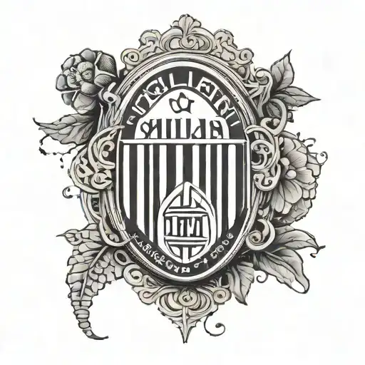 A dotwork tattoo of the AC Milan emblem with subtle elements representing your sons Riccardo and Alessio tattoo design idea