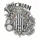 A sleek and modern AC Milan logo tattoo with a subtle tribute to your sons tattoo design idea